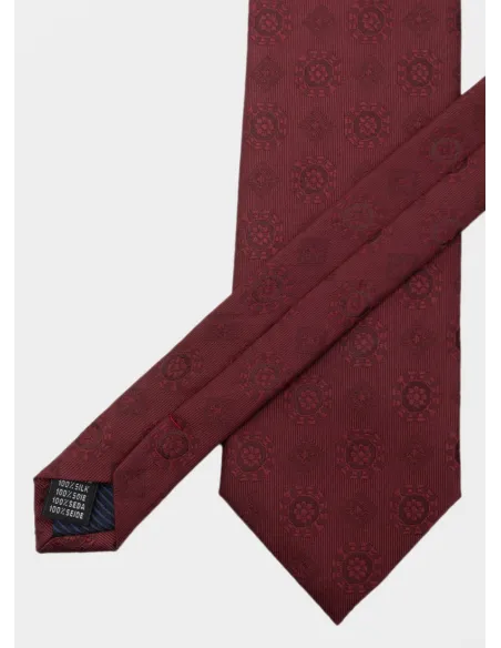 Burgundy Pattern Silk Tie| JOHN TWEED