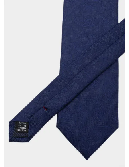 Corbata de Seda Azul Marino con Cornucopia| JOHN TWEED