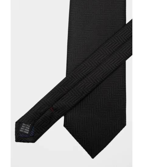 Black Herringbone Silk Tie| JOHN TWEED 2