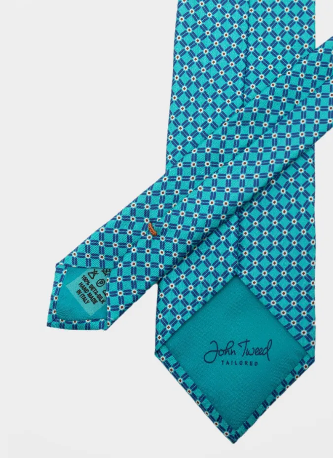 Light Blue Pattern Tie| JOHN TWEED
