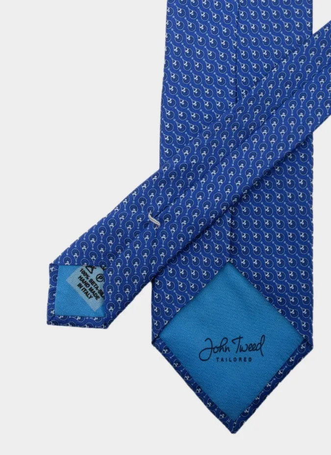 Corbata de Seda Azul con Dibujo | JOHN TWEED