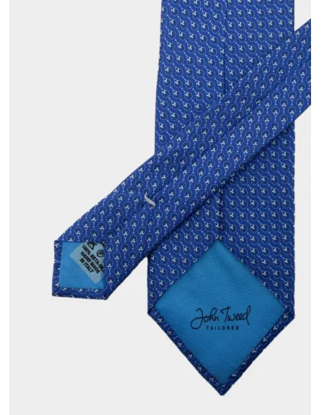 Corbata de Seda Azul con Dibujo | JOHN TWEED