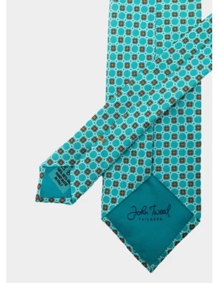 Light Blue Tie with Orange Dot| JOHN TWEED