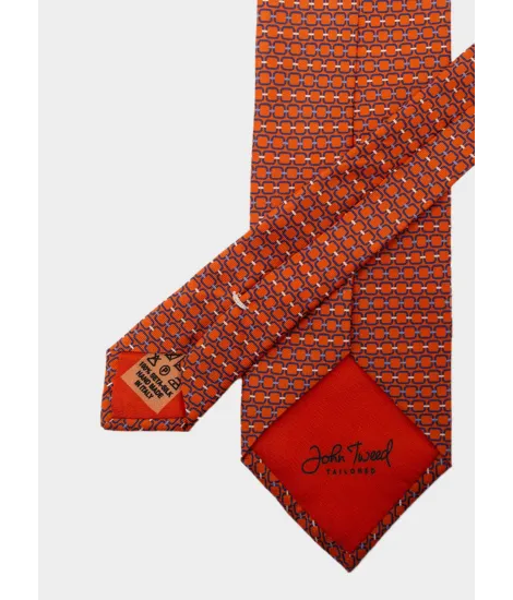 Orange and Blue Pattern Tie| JOHN TWEED 2