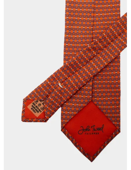 Orange and Blue Pattern Tie| JOHN TWEED