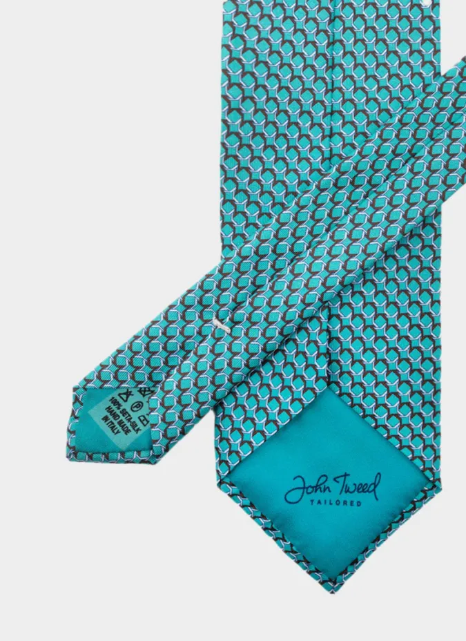 Light Blue and Brown Tie| JOHN TWEED
