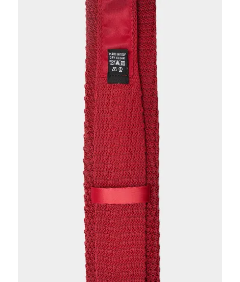 Red Silk Knit Tie with White Dot| JOHN TWEED 2
