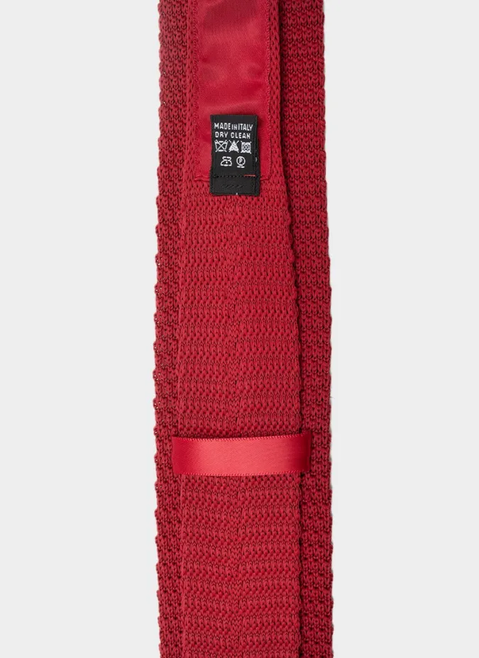 Corbata de Punto Seda Roja con Lunares Blancos| JOHN TWEED