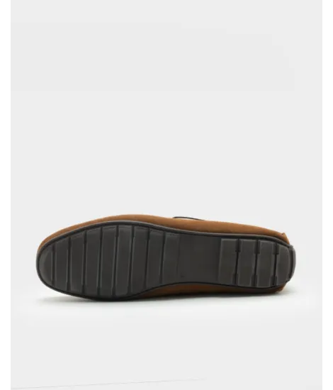 BROWN LEATHER DRIVER SHOE WITH STUD | JOHN TWEED TAILORED 2
