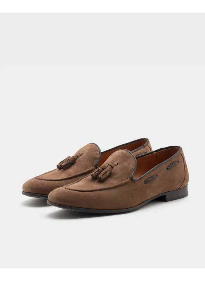 BROWN LEATHER DRIVER SHOE WITH STUD | JOHN TWEED TAILORED