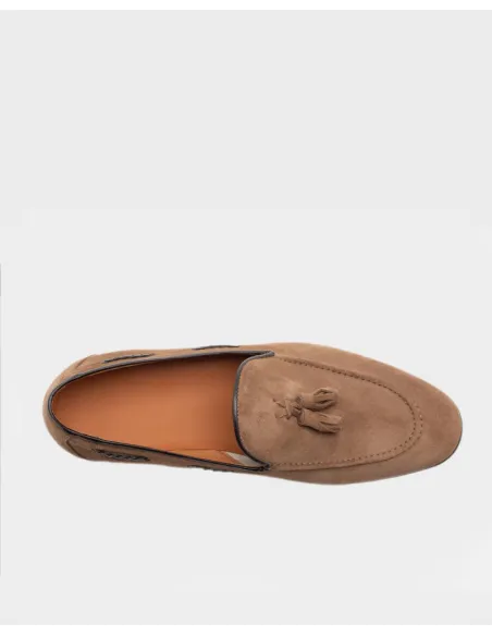BROWN LEATHER DRIVER SHOE WITH STUD | JOHN TWEED TAILORED