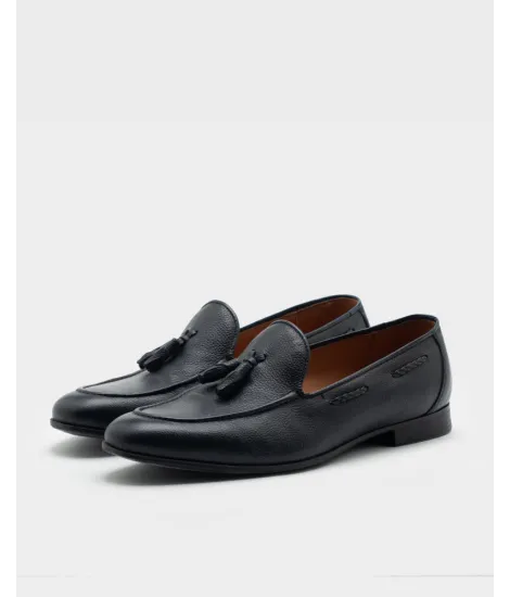 BROWN LEATHER DRIVER SHOE WITH STUD | JOHN TWEED TAILORED