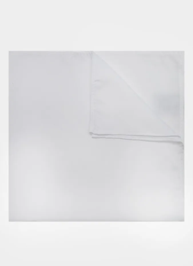 White Silk Pocket Square| JOHN TWEED TAILORED
