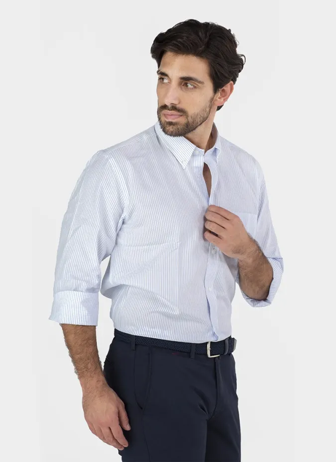 Camisa Oxford Risca Azul | JOHN TWEED TAILORED