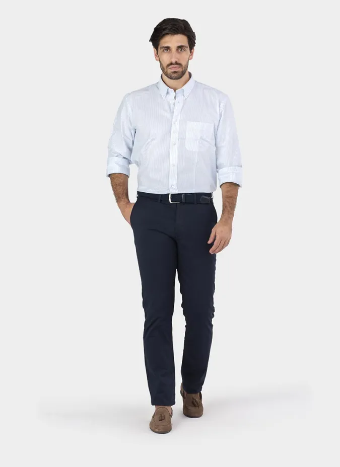 Blue Stripe Cotton Oxford Shirt | Classic Men's Shirts | JOHN TWEED