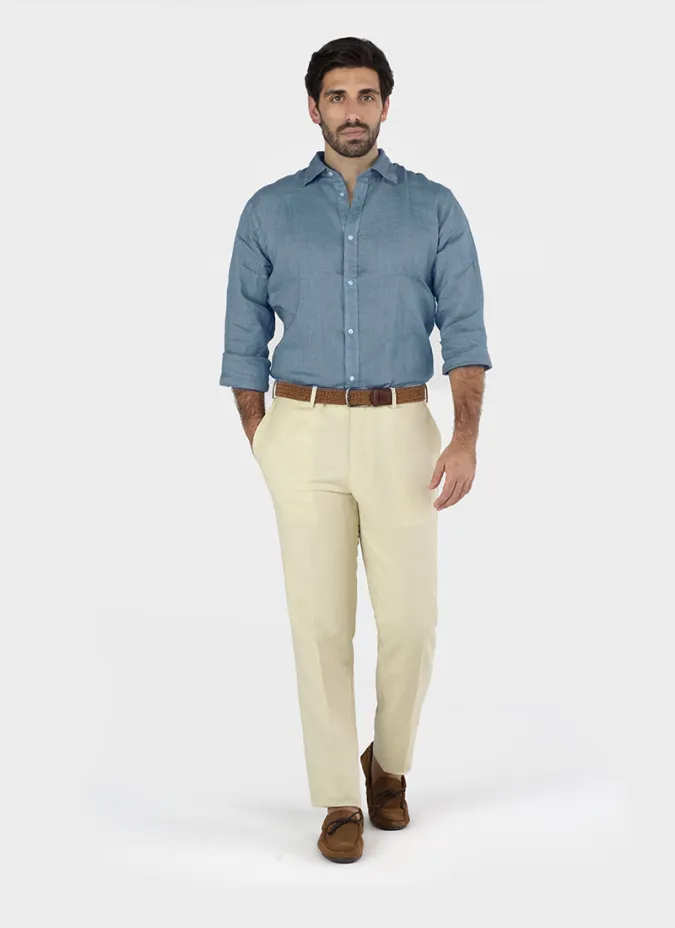 Camisa Lino Azul | Camisas Sport Hombre | JOHN TWEED