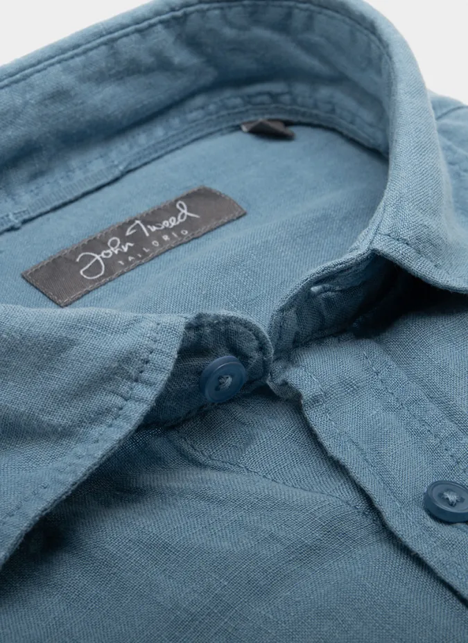 BLUE LINEN SHIRT | JOHN TWEED TAILORED