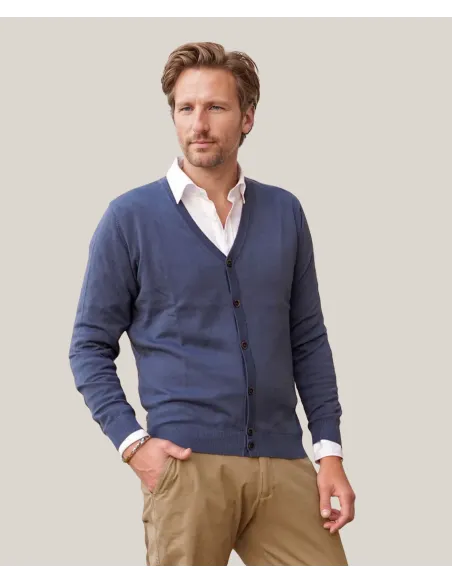 Cárdigan Hombre Marino | Cárdigans 100% algodón | JOHN TWEED