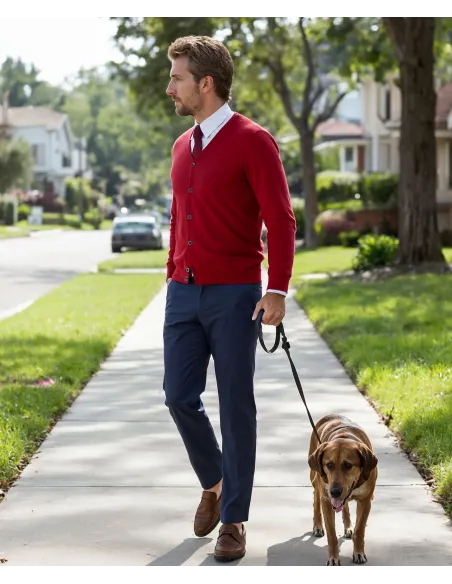 Cárdigan Hombre Rojo | Cárdigans Lisos | JOHN TWEED