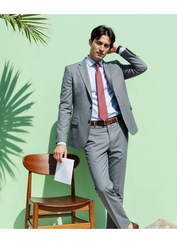 Grey Pied Poule Wool Suit| JOHN TWEED TAILORED