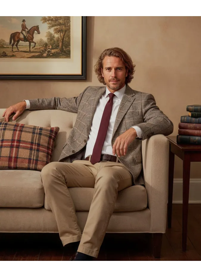 Blazer Espiga Gris con Cuadros| JOHN TWEED