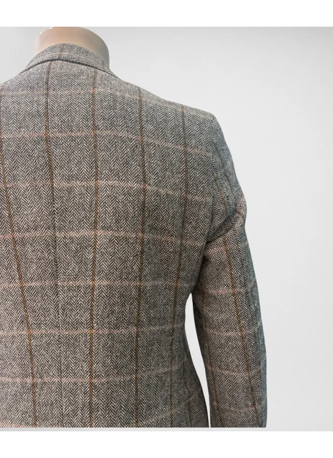 Grey Herringbone Checked Blazer| JOHN TWEED TAILORED