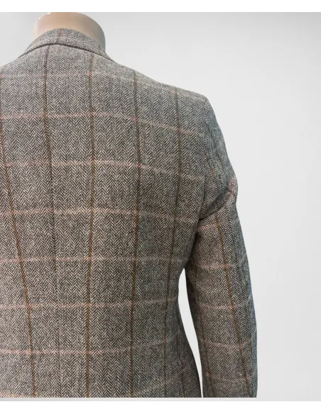 Blazer Espiga Gris con Cuadros| JOHN TWEED