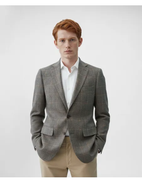 Grey Windowpane Houndstooth Blazer| JOHN TWEED TAILORED