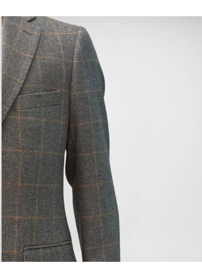 Grey Windowpane Houndstooth Blazer| JOHN TWEED TAILORED