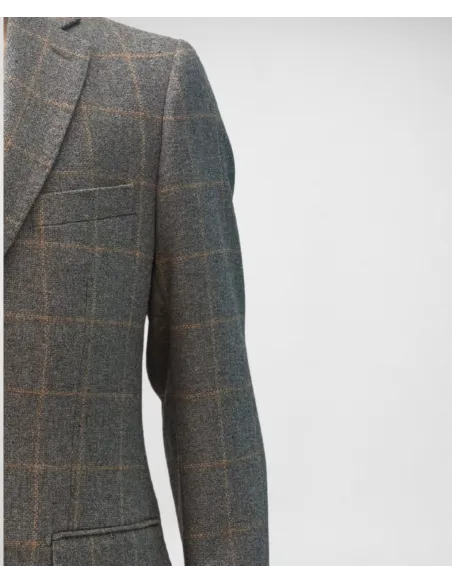 Grey Windowpane Houndstooth Blazer| JOHN TWEED TAILORED