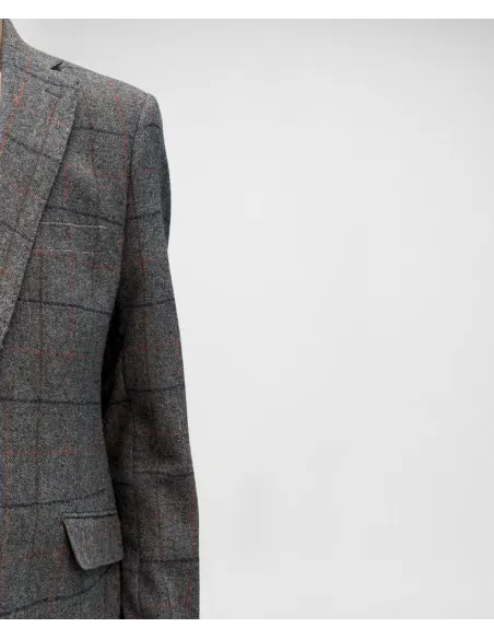 Grey Wool Blazer with Checks| JOHN TWEED TAILORED