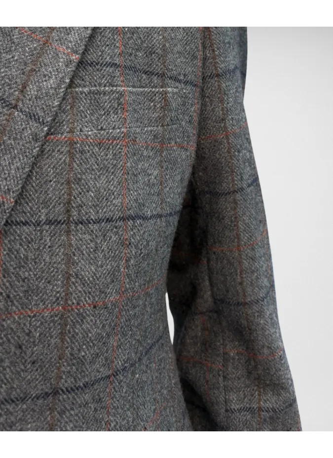 Grey Wool Blazer with Checks| JOHN TWEED TAILORED