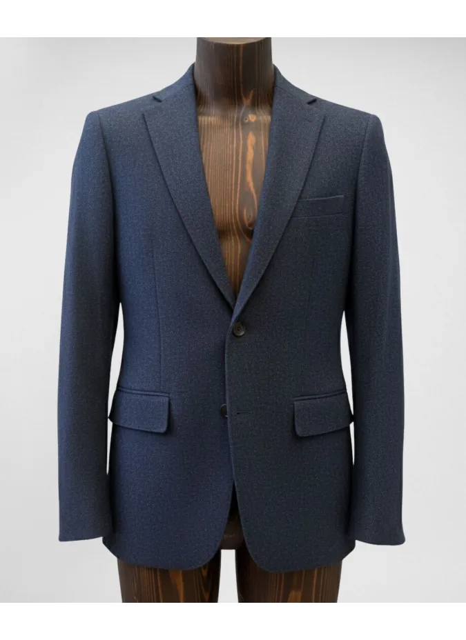 Blue Plain Weave Wool Blazer| JOHN TWEED TAILORED