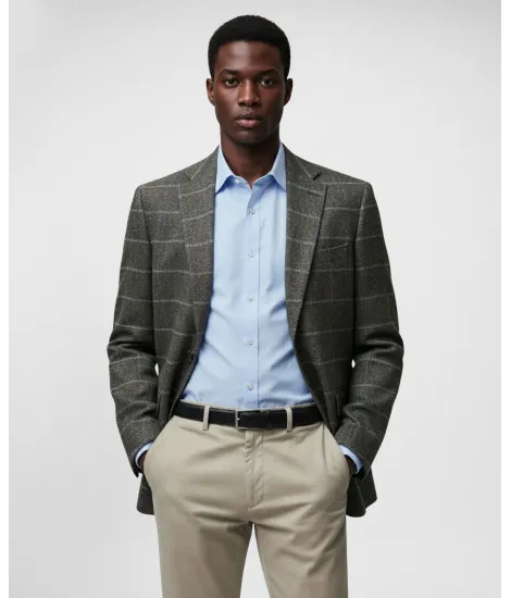 Blazer Espiga Verde con Cuadros| JOHN TWEED