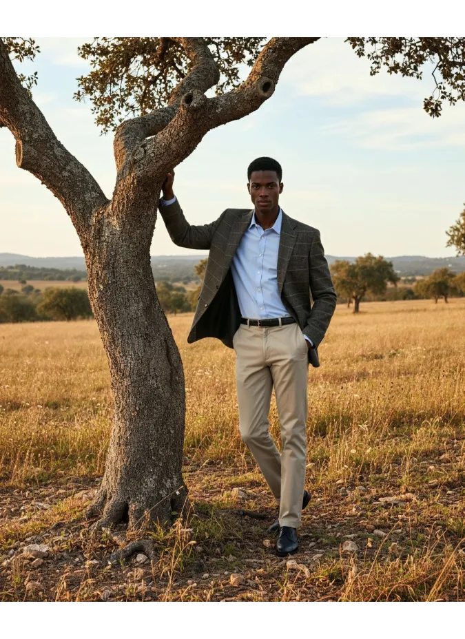Blazer Espiga Verde con Cuadros| JOHN TWEED