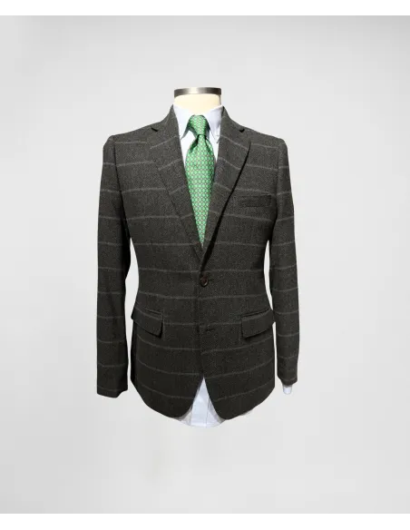 Green Herringbone Checked Blazer| JOHN TWEED TAILORED