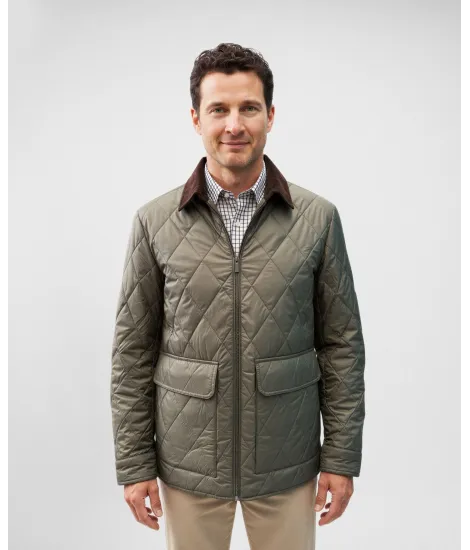 Green Diamond-Quilted Parka| JOHN TWEED TAILORED