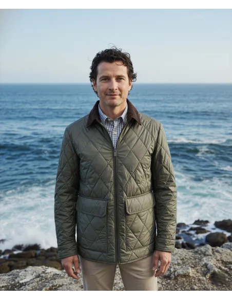 Green Diamond-Quilted Parka| JOHN TWEED TAILORED