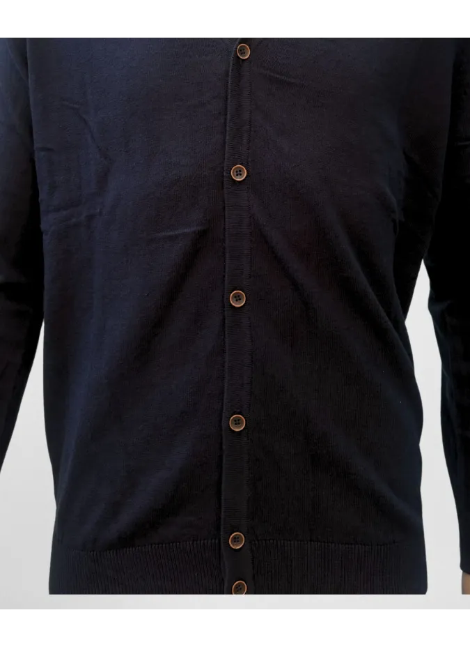 Navy Blue Cotton and Cashmere Cardigan
