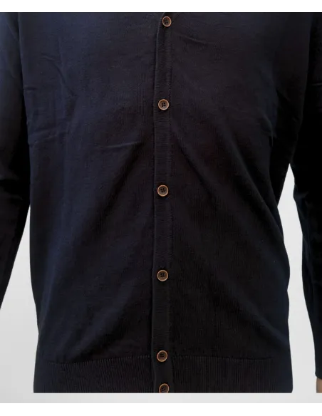 Navy Blue Cotton and Cashmere Cardigan
