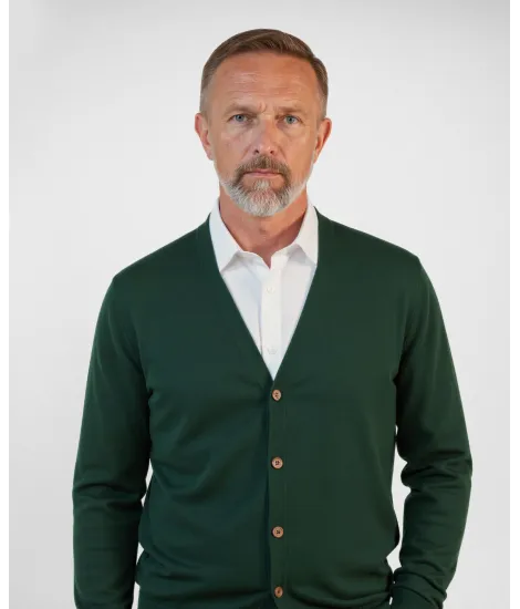 Green Cotton and Cashmere Cardigan| JOHN TWEED TAILORED 2