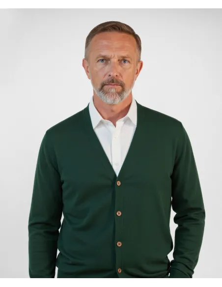 Green Cotton and Cashmere Cardigan| JOHN TWEED TAILORED