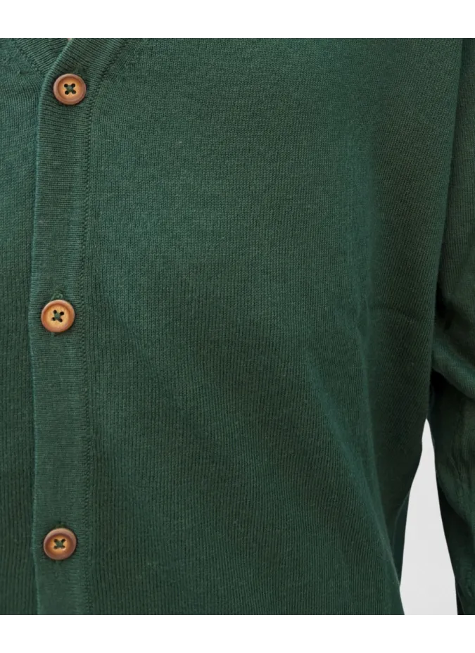 Green Cotton and Cashmere Cardigan| JOHN TWEED TAILORED