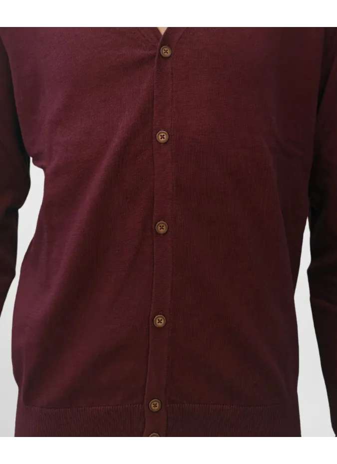 Cardigan Algodão/Caxemira Bordeaux | John Tweed Tailored