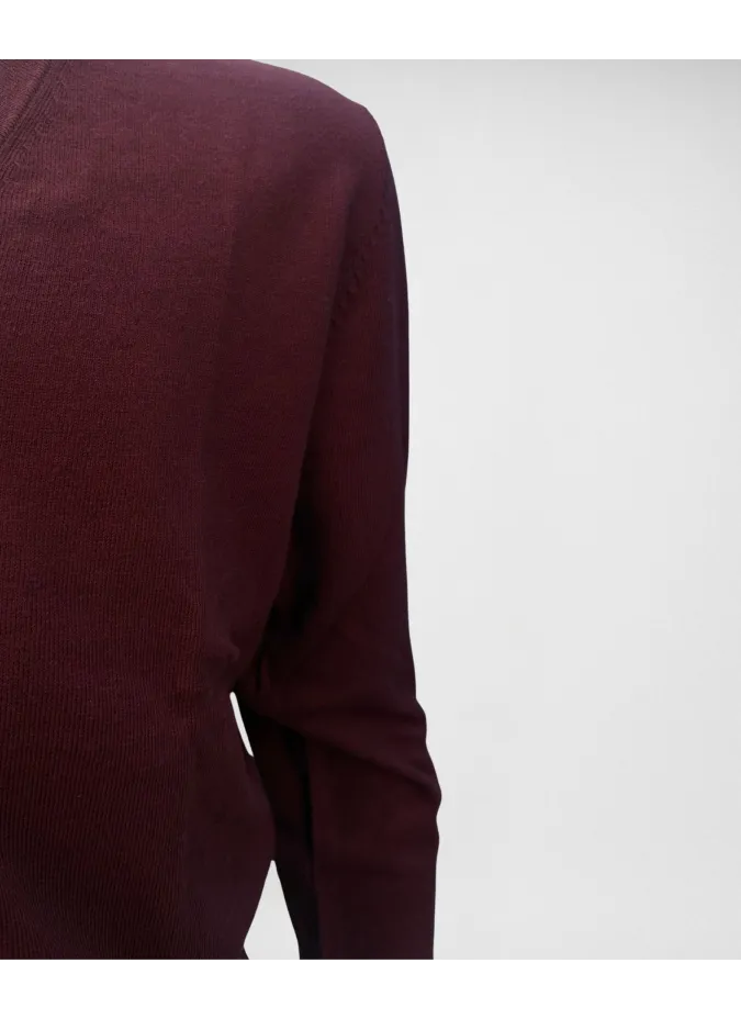 Burgundy Cotton and Cashmere Cardigan| JOHN TWEED TAILORED