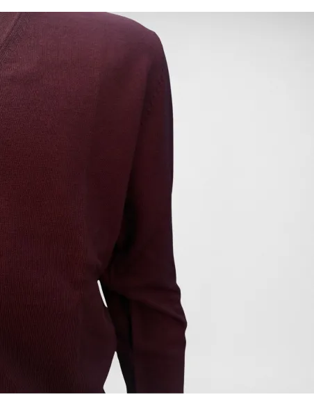 Burgundy Cotton and Cashmere Cardigan| JOHN TWEED TAILORED