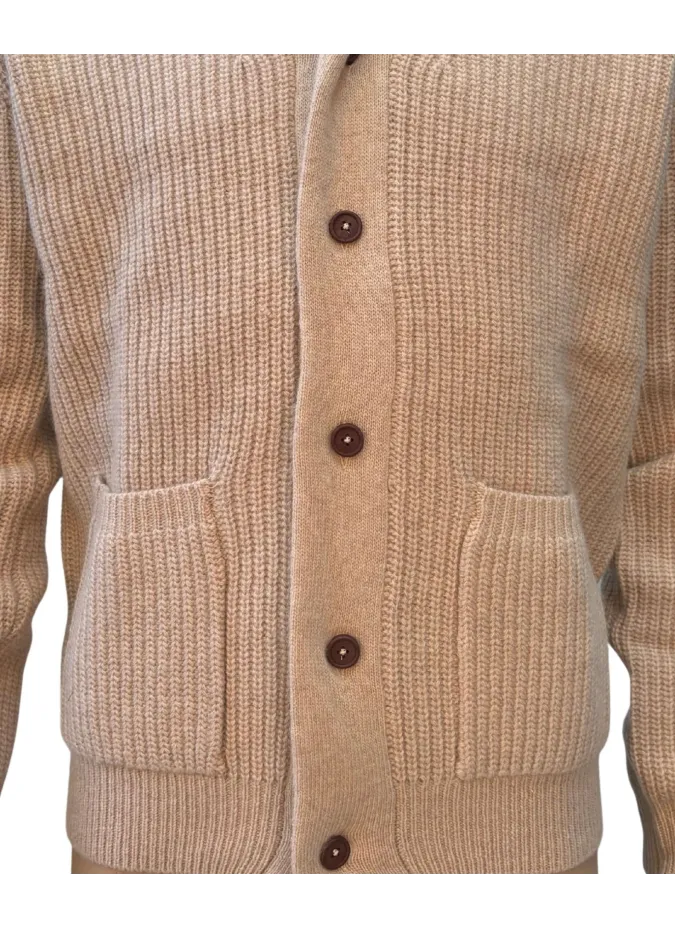 Beige Wool Cardigan| JOHN TWEED TAILORED