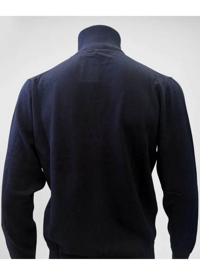 Jersey com Cremallera de Algodón y Cachemir Marino| JOHN TWEED