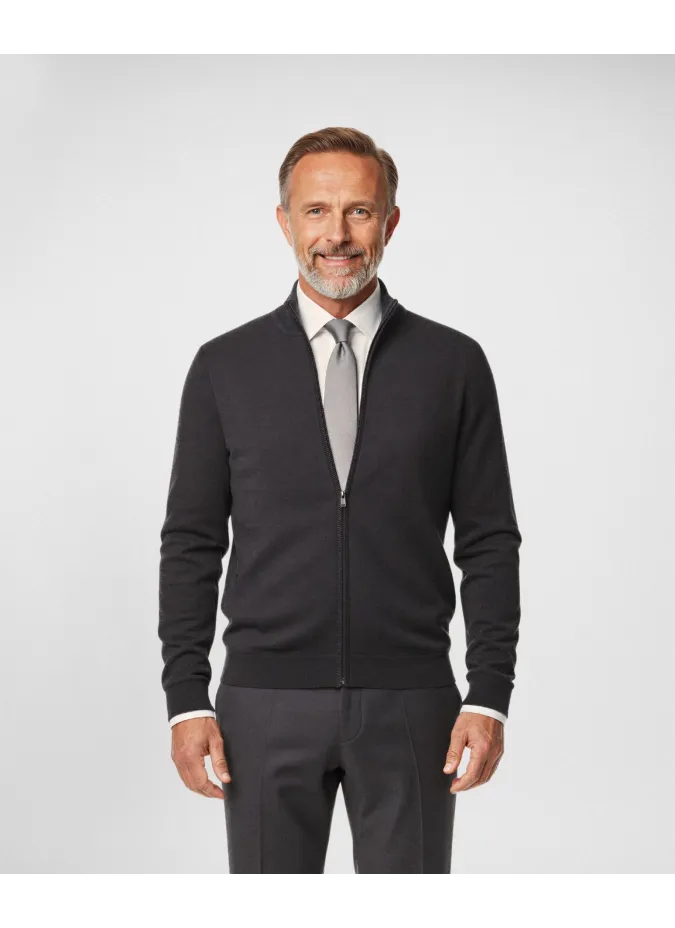 Jersey com Cremallera de Algodón y Cachemir Gris| JOHN TWEED