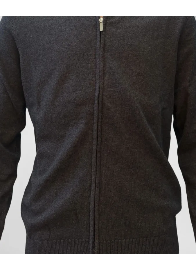 Jersey com Cremallera de Algodón y Cachemir Gris| JOHN TWEED